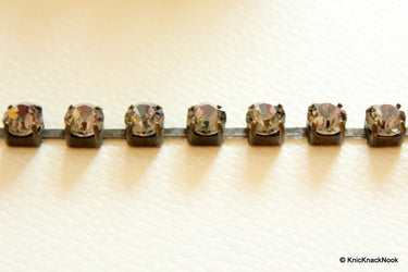 Ash Grey Faux Swarovski Crystal Trim Ribbon One Yard Trim, 8 mm Wide, Decorative Craft Trim